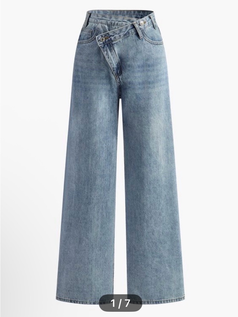 Commense Washed Blue Wide-Leg High-Rise Jeans